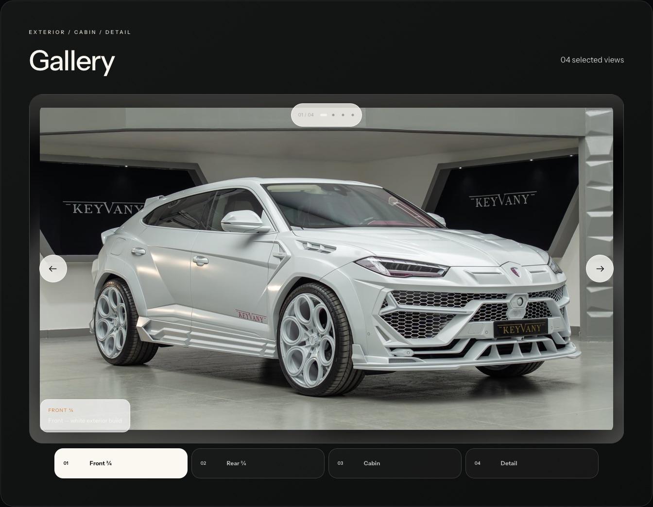 KEYVANY UAE build gallery and at-a-glance specification for a completed vehicle.