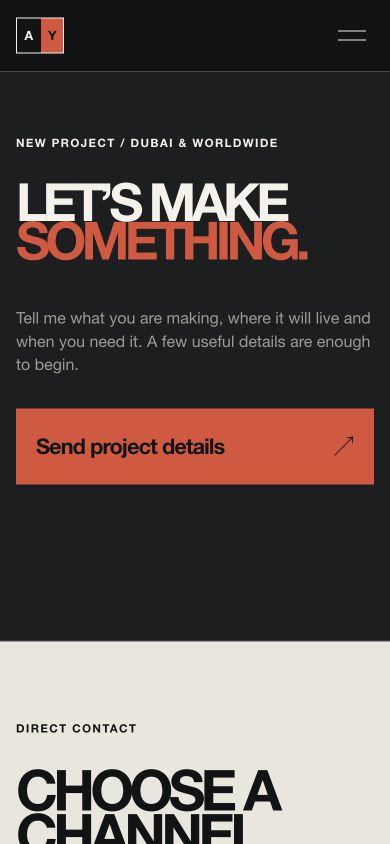 YODPHOTO mobile inquiry page with a clear project-details button and direct contact section.